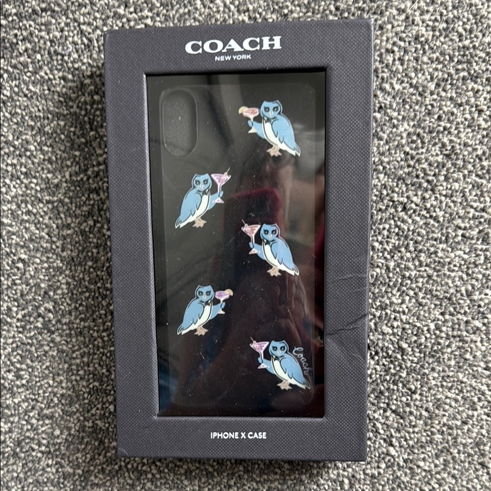 NIB Coach Black iPhone X Case with Owl Design